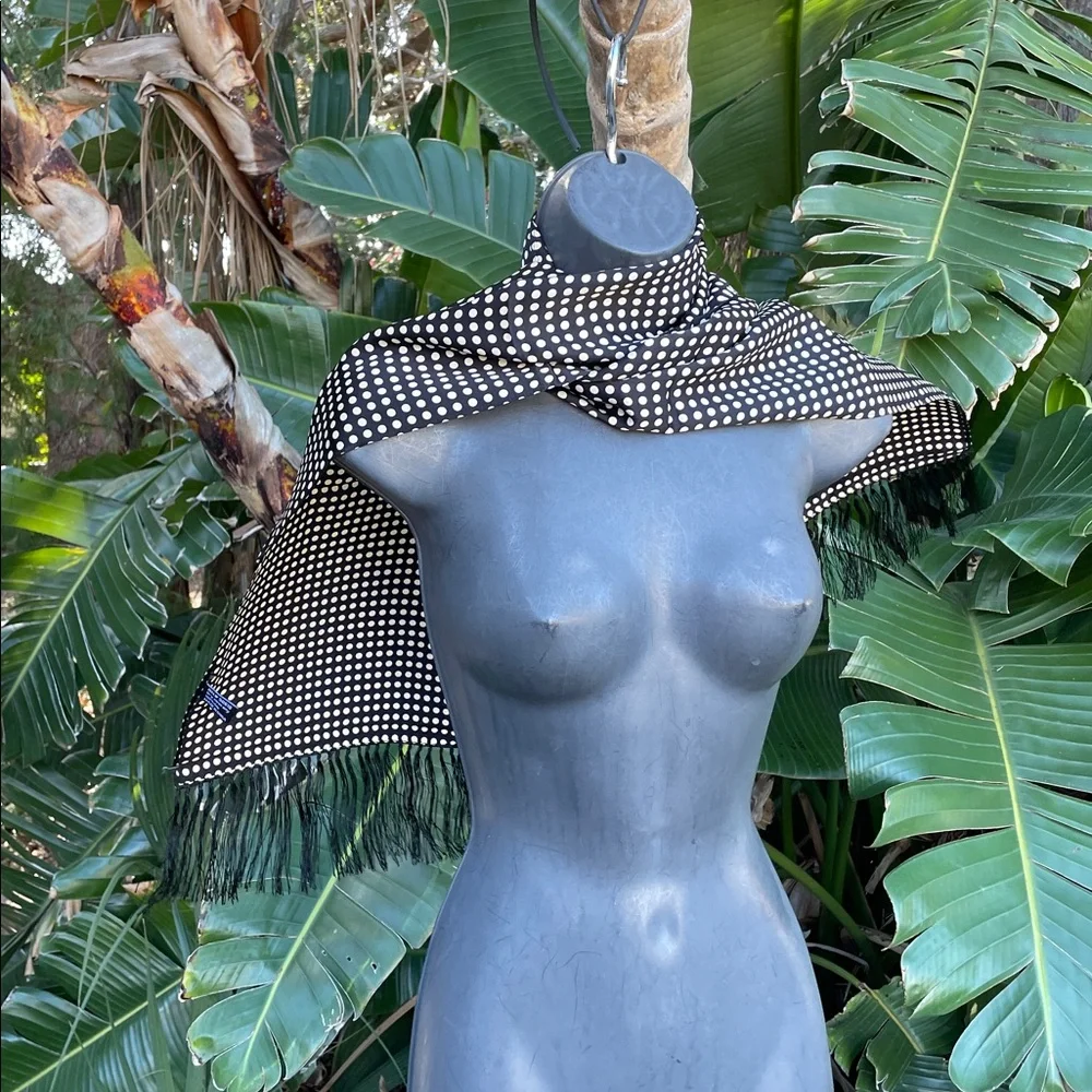 pure silk polkadot fringe scarf, or belt